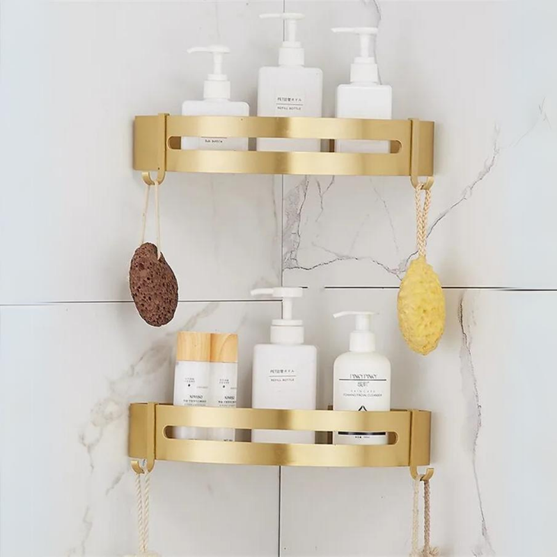 Prateleira De Canto Para Banheiro Dourada