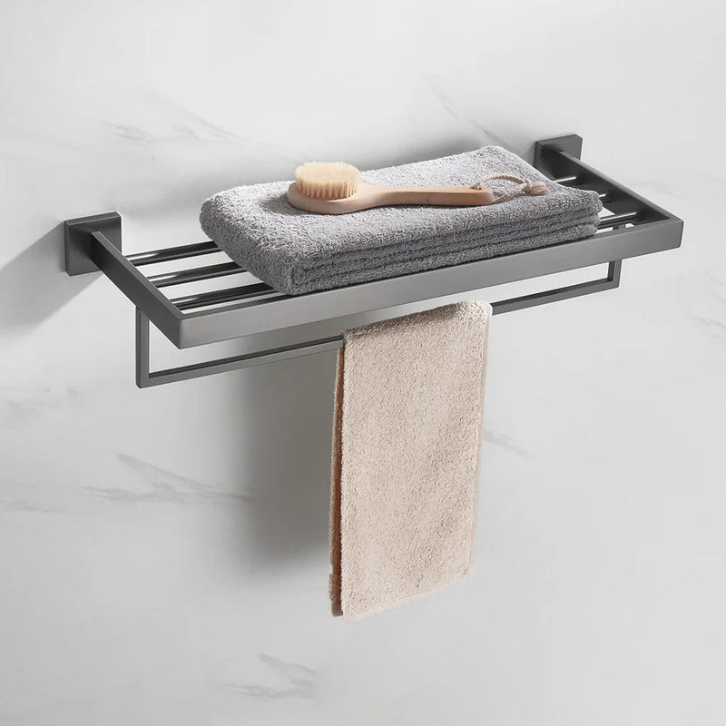 Kit Acessórios Para Banheiro 5 Peças Inox Grafite Escovado